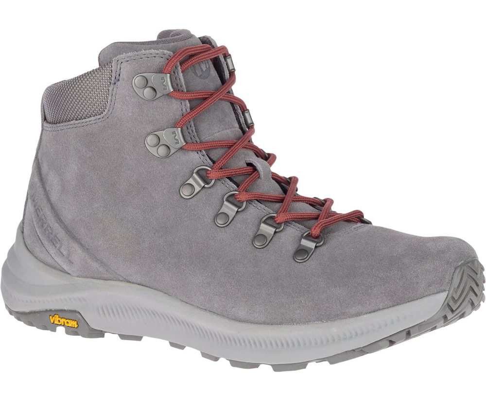 Merrell Hiking Boots Grey - Ontario Suede Mid - Mens 80UFYHDAE